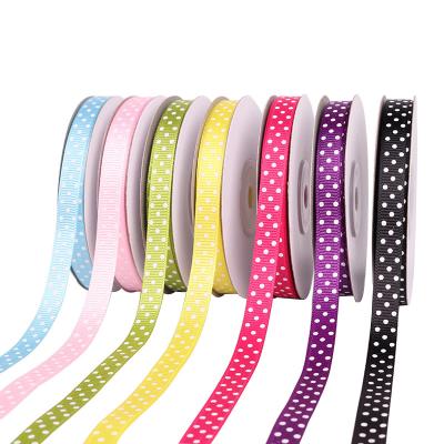 China Decorative Pom Pom Bow Gift Packaging Customized JD-0826C Opp Printing Bag 1CM Dot Thread Ribbon Christmas Gift Floral Box Ribbon CMYK for sale