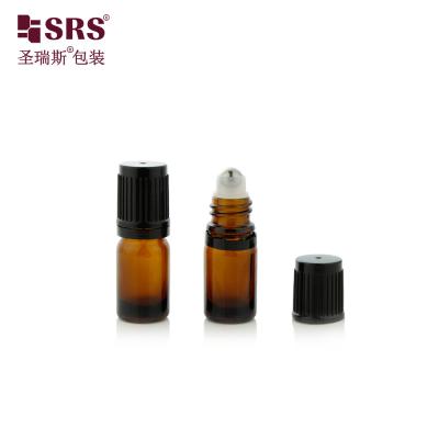 China BLPF-5ml Round Shoulder Blue Green Amber Glass Vial With Tamper Evident Cap With Glass Ball For Oil for sale