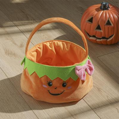 China Halloween Trick or Treat Bag Monogram Tissue Candy Pumpkin Bucket or Spell Pumpkin Halloween Gift for Kids for sale