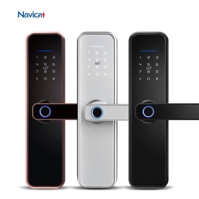 Cina Keyless Tuya Wifi Blue tooth code Handle electronic Digital Biometric Fingerprint Smart Door Lock in vendita