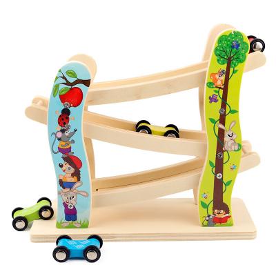 China Three-Layer Eco-Friendly Wooden Material Fast Car Speed Track Car Racing Educational Toys Inertia Glider Game Pretend Play Preschool Toys for sale
