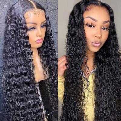 China 10-30 Inch Hd Cuticle Aligned Virgin Hair Lace Frontal Wig Customized Logo Customized Deep Wave 360 Brazilian Hair Hd Swiss Lace Frontal Wigs With Baby Hair for sale