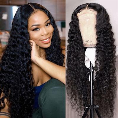 China Factory Price 150% 180% 200% Density Virgin Hair Deep Wave Frontal Human Hair Transparent Swiss Lace 360 HD Lace Frontal Wigs With Baby Hair for sale