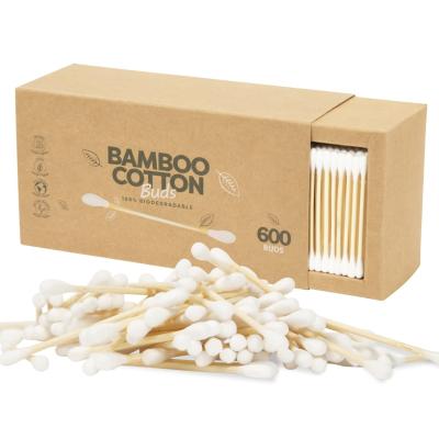 Chine Organic Cotton Swabs 600 Pack - Biodegradable Vegan Bamboo Cotton Buds With Plant-Based Packaging, Wooden Ear Swabs à vendre