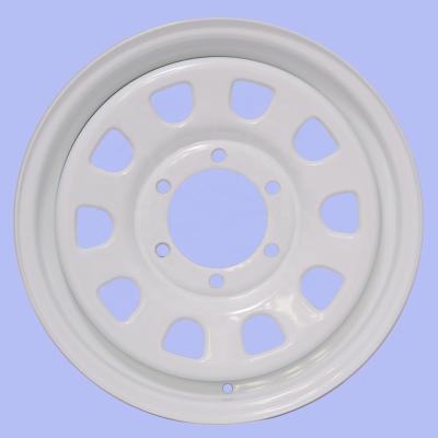 China Steel 16inch 6holes 139.7 mm 15 Offset 6 Studs Milky White Black Chrome Trailer Rim 4x4 Truck Wheels Sliver 6.5J Chrome for sale