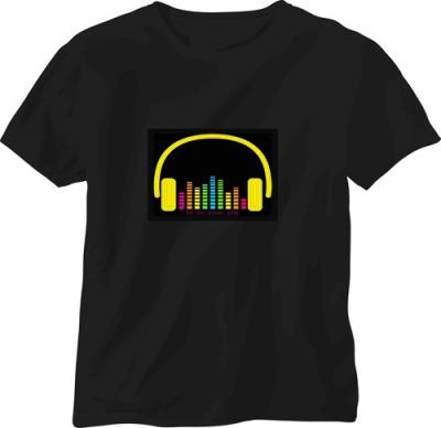 China Festival Party Club Wholesale Sound Activated Light Up Clothing DJ Music El Flashing Panel Led T Shirt Best For Night Club Party for sale