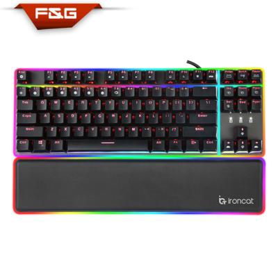 China 2020 Newest Plug And Play 87 Key Mechanical Keyboard With RGB LED Backlight Handholder for sale