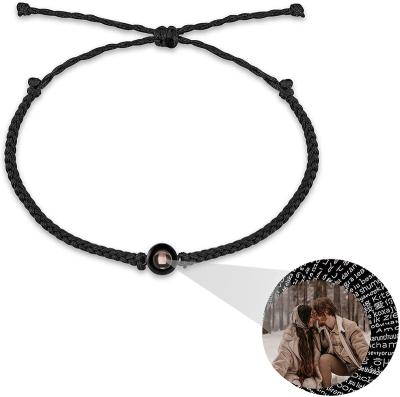 China CLASSIC Personalized Custom Photo Bracelets Projection Bracelets 100 Languages Love You Circle Bracelet Gifts Adjustable Braided Rope for sale