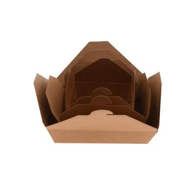 China Logotipo personalizado Caja de alimentos de papel kraft marrón para ensalada desechable Contenedor de papel de frutas en venta