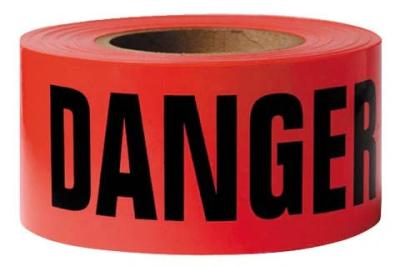 China Non-adhesive Danger Tape PE Waterproof Single Side Roll Red Warning Tape for sale