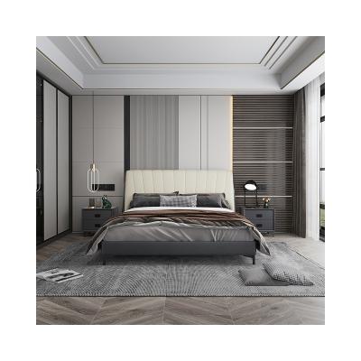 China Wholesale Custom Made Removable Luxury Italian Modern Style Bed Bedroom Factory Cover High End Fashion Furniture King Leather Bed Set for sale