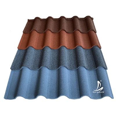 China Aluminum Material Light Weight Windproof Sand Stone Coated Metal Roofing Tiles In Nigeria Prices for sale