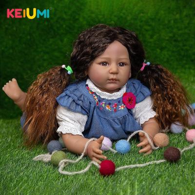 China Changeable Clothing KEIUMI Reborn Baby - Silicone Bebe Reborn Dolls Toys Skin Cloth Body 55cm Doll Black For Girls for sale