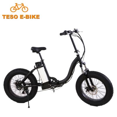 China 500W Multi-Function Orange Tire 500W Fat Bike 20 Inch Beach Folding Electric Bike With Rear Carrier for sale