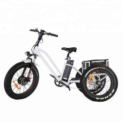 China 2018 aluminum alloy 3 wheel ebike fashion 250W 350W 500W fat tire cargo electric tricycle with pedal basket for farmer for sale