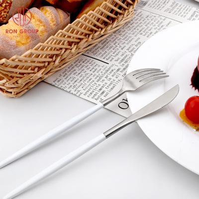 China Stocked Luxury Custom Restaurant Wedding Travel 4 Pcs Knife Fork Spoon Flatware Stainless Steel Cutlery Set for sale