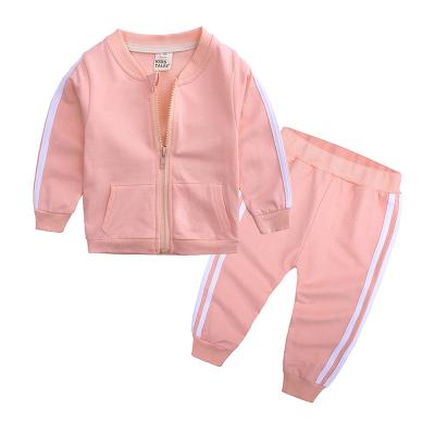 China Autumn Baby Girl Clothes Cotton Breathable Long Sleeve Zipper Jacket + Pants 2pcs Tracksuit Kid Boy Clothing Set Spring for sale