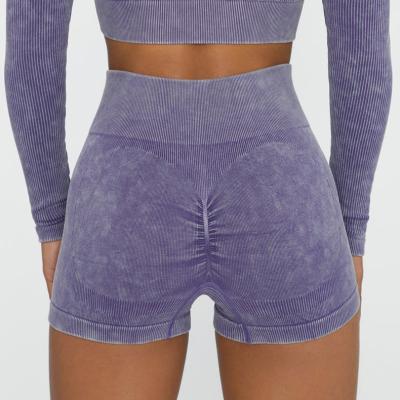 China Wholesale Cheap Antibacterial Washed Peach Fitness Pants Women Running Sports Tight Shorts Waist Hips Yoga Pants Top for sale