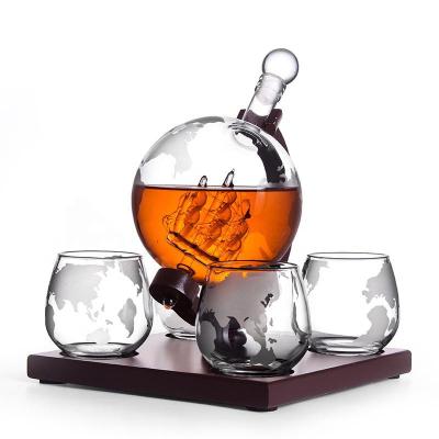 China 850ml wine/gift whiskey globe decanter with stainless steel cube full set for sale