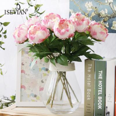 China ISEVIAN Wedding Wholesale Single Mini Silk Flowers Peony Stem Peony Flowers For Wedding Table Decoration for sale