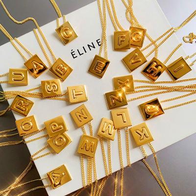 China High Quality Brass Pendant Necklace Fashion Letters 18K Gold Plated Jewelry Women's Necklace for sale