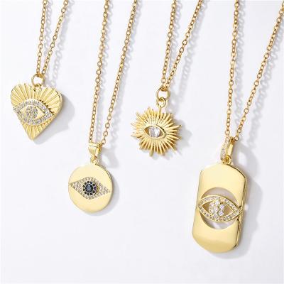 China High Quality Fashion Necklace Heart Eye Lock Feet Dragonfly Diamond Gold Plated Collar Women Micro Copper Dangling Necklace Jewelry for sale