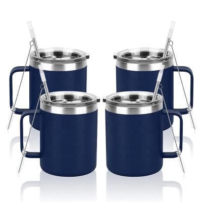 China Durable 12oz Double Wall Insulated Stainless Steel Camping Coffee Mug With Slider Lid Travel Tumbler Cup Coffee Thermos Office for sale