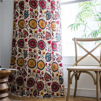 China Interesting New Fashion Bohemian Style Ready Made Curtains Away 2021 With Cotton Circle Colorful Pattern Curtain for sale