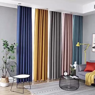 China 100% Polyester Blackout Cortinas Por Mayoreo Curtain Fabric Blackout Living Room Bedroom Plain Drapes Solid Color The Curtains for sale