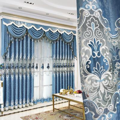 China New 2021 Blackout Ready Made Jacquard And 100% Embroidered Scandinavian Luxury Window Curtain Polyester Drapes Cortinas Living Room Curtain for sale