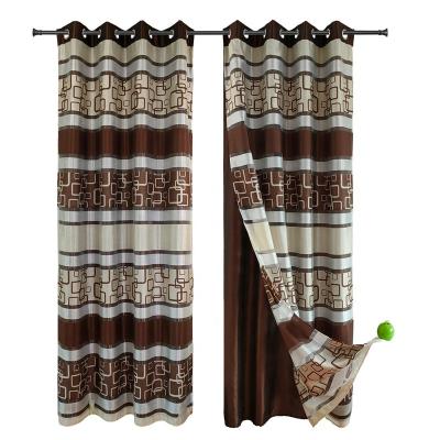 China Blackout Customized Brown Striped Blackout Curtains Bedroom Curtains For Living Room Curtains for sale