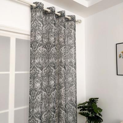 China Blackout Blue White Porcelain Printed Chinese Style Gray Curtain For The Living Room for sale