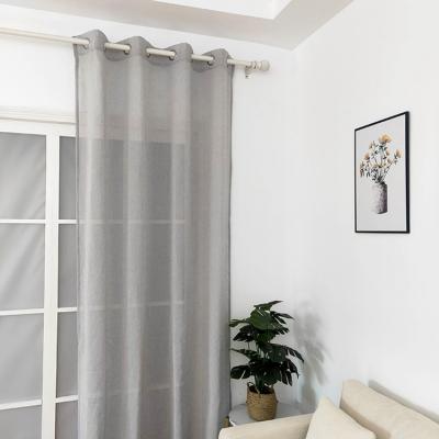 China New Arrival Custom Woven Gray Curtain Fashion Polyester Natural Linen Yarn Dyed Curtains For Living Room for sale