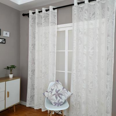 China New Design 100% Polyester Blackout Blackout Elegant Fancy Voile Banana Leaf Window Curtain Soft Touch Floral Burnout for sale