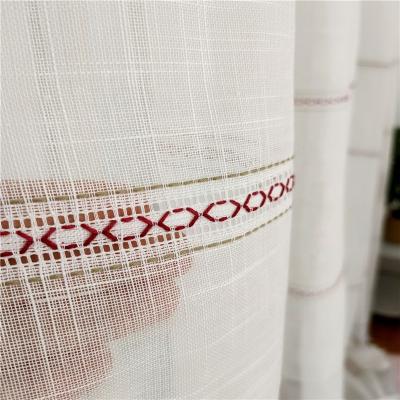 China Japanese Style Cream Fashion Log Gauze Curtain Polyester Leno Heddle Sheer White Linen Voile Curtain Bedroom Sheer Wind for sale