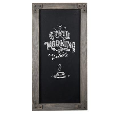China Blackboard. The advertisement. Custom Rustic Wall Mounted Gray Wood Framed Canvas Home Decor Vintage Style Chalkboard for sale