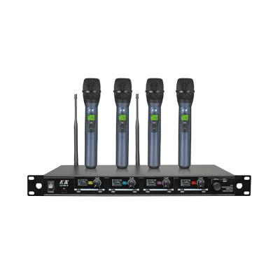 China Professional Microphone UHF PLL Wireless Headset Microphone Four Channel Wireless Professional System for sale