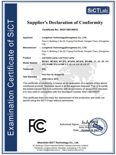 FCC - Longshine Technology (Zhongshan) Co., Ltd.