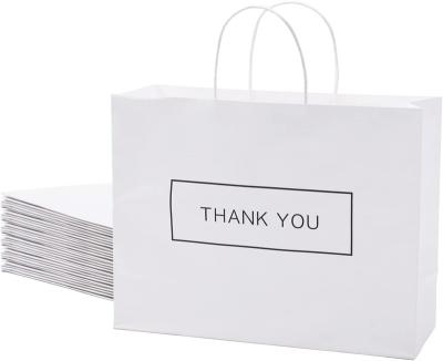 China Wholesale Custom Logo Printed Shopping Paper Bag Recyclable With Twisted Brown Handle Kraft White Paper Bags for sale