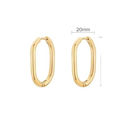 China Etsy Top Selling Products Simple Fashion Women Metal Style Stainless Steel Oval Earrings for sale