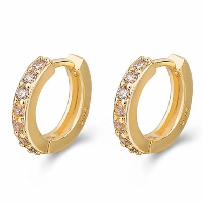 China 925 Sterling Silver Plated Zircon Hoop Earrings Lead Free Nickel Free Classic White Paved Circle Earrings For Women Jewelry for sale
