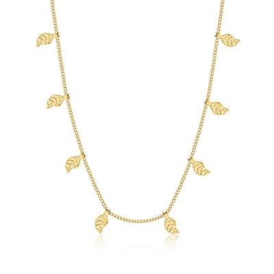 China Tarnish Non 2022 Summer Ins Jewelry Stainless Steel Tree Leaf Charm Choker Necklaces for sale