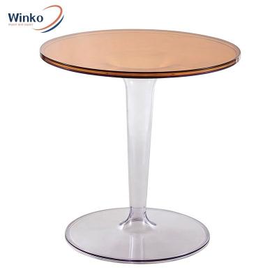 China Creative Multicolor Nordic Acrylic Dining Room Cafe Side Living Table INS Amber Plastic Round Office Desk Small With Chairs for sale