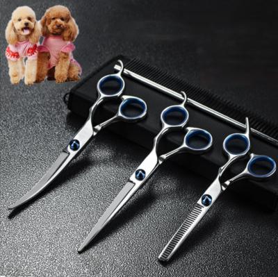 China Wholesale Viable Multi Size Stainless Steel Shear Kit Pet Curved Dog Grooming Tip Dull Thinning Scissors for sale