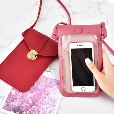 China Leather Smartphone Single Wallet Purse Mobile Phone Touch Screen Shoulder Strap Handbag Bag for sale