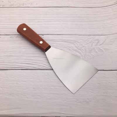 China Viable Stainless Steel Baking Spatula Fried Shovel Wooden Handle Pancake with Wide Turner for sale