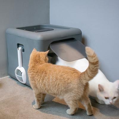 China Amazon's Sustainable Success Fully Enclosed Portable Pet Litter Tray and Collapsible Cat Litter Box Toilet for sale