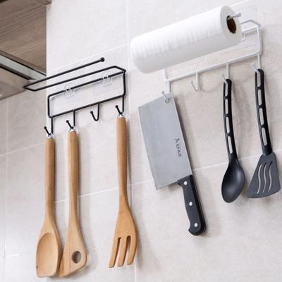 China Behind Doors/On Walls Creative Metal Hook Kitchen Towel Rack Bathroom Sticky Hook Cabinet Organizer for sale