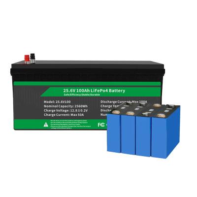 China Electric Power Systems 24V100Ah pack rechargeable deep cycle BMS 25.6V lithium ion battery energy storage battery lifepo4 With LCD For Home storage for sale