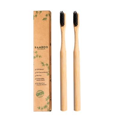 China 2 Pack Reusable Eco-friendly Biodegradable Adult Soft Bristle Bamboo Toothbrush for sale